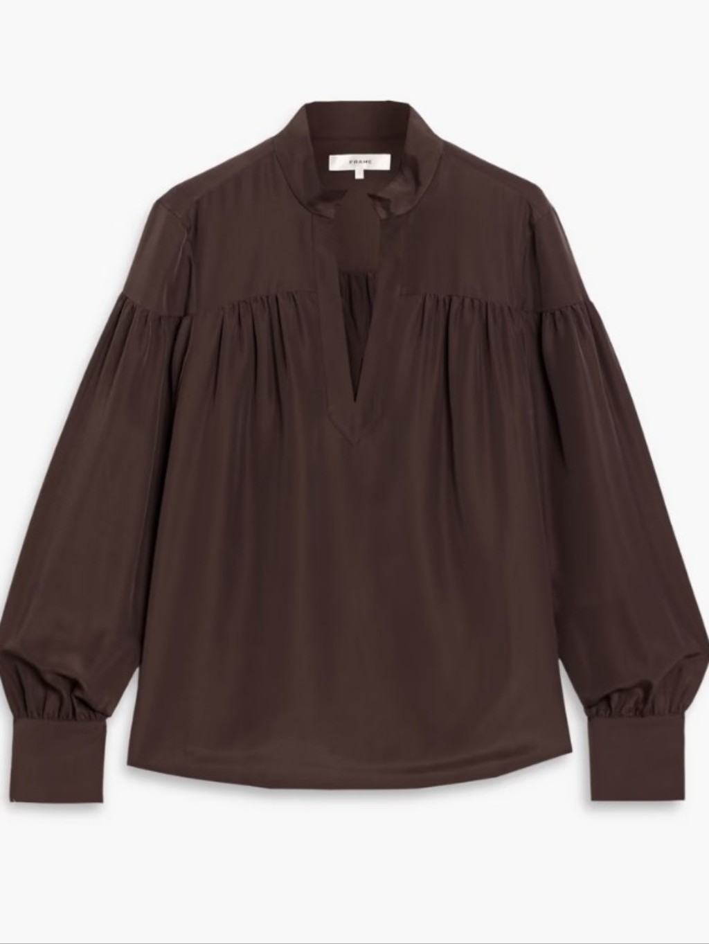 Frame Gathered Satin Crepe Blouse
